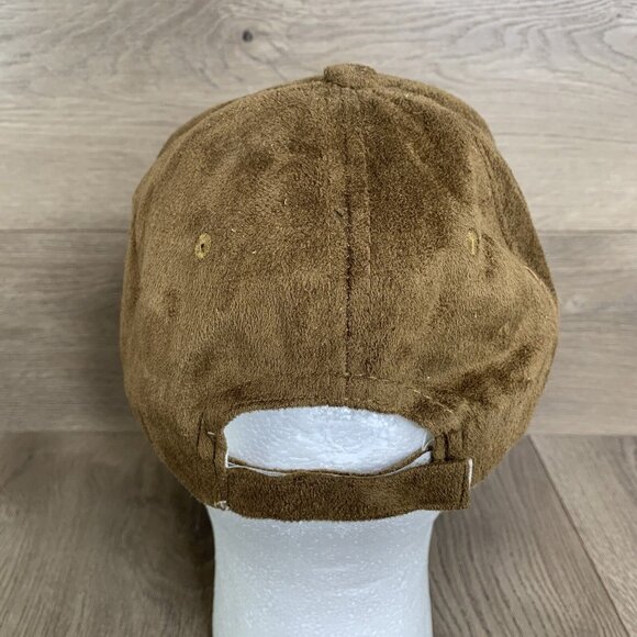 Faux Suede Brown Ball Cap Adj Hook & Loop Closure 100% Polyester Lightweight - Picture 4 of 9
